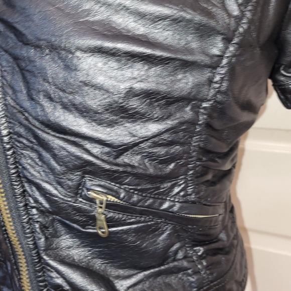 Nazly Villamizar Colombia Designer VTG Y2K Black Leather Moto Fitted Jacket M - Picture 2 of 11